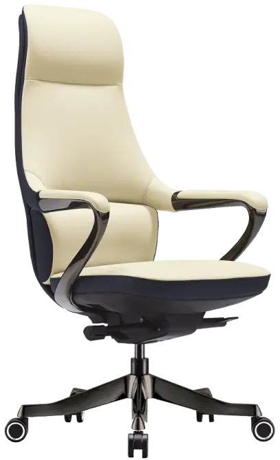 REYA, židle kancelářská, titan kříž, krémová kůže/antracit PU